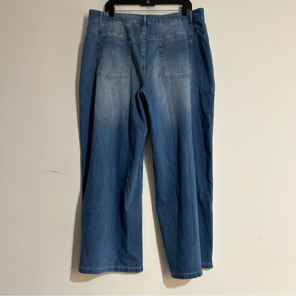 Halara Wide Leg High Rise Medium Wash Jeans Size 1x Stretch - Picture 4 of 7